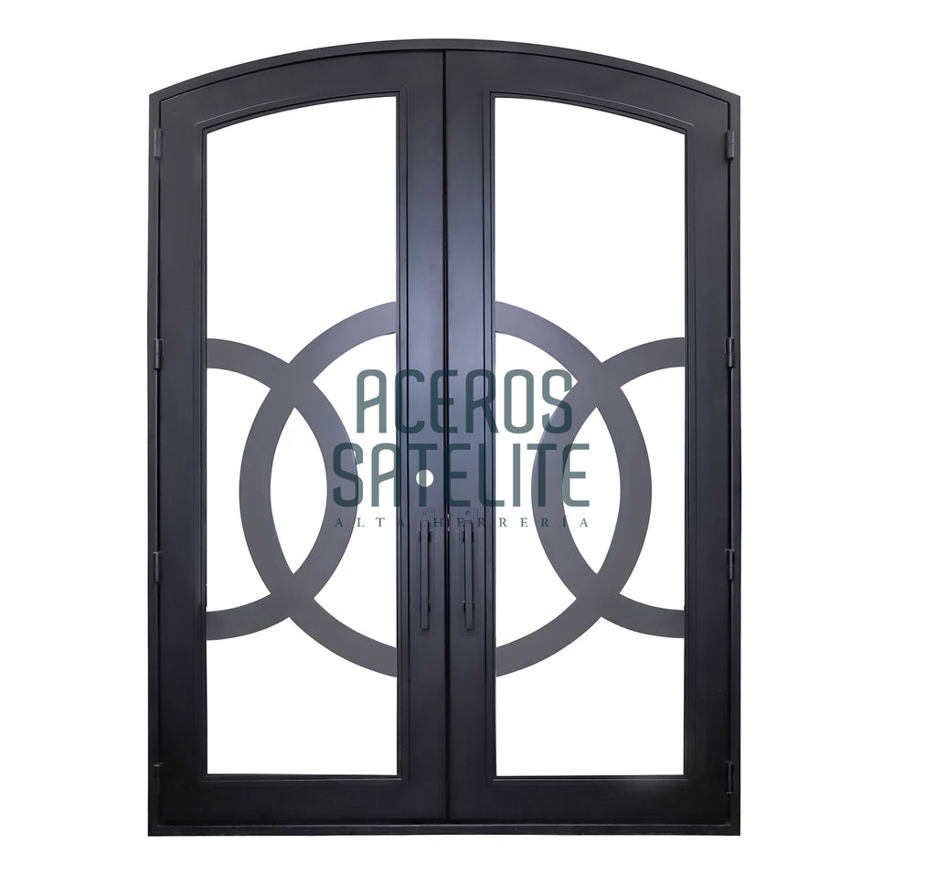 puerta de acero con diseño geometrico vista interior